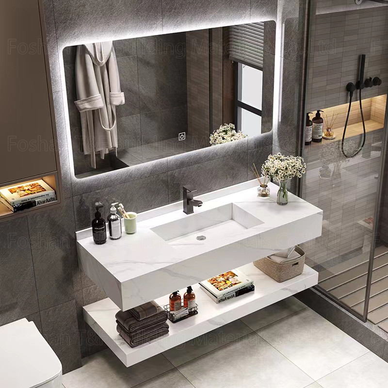 Блоки тщеты Bathroom OEM спекли каменный таз Countertop привели шкафы хранения зеркала