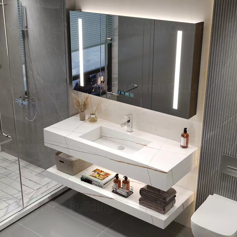 Блоки тщеты Bathroom OEM спекли каменный таз Countertop привели шкафы хранения зеркала