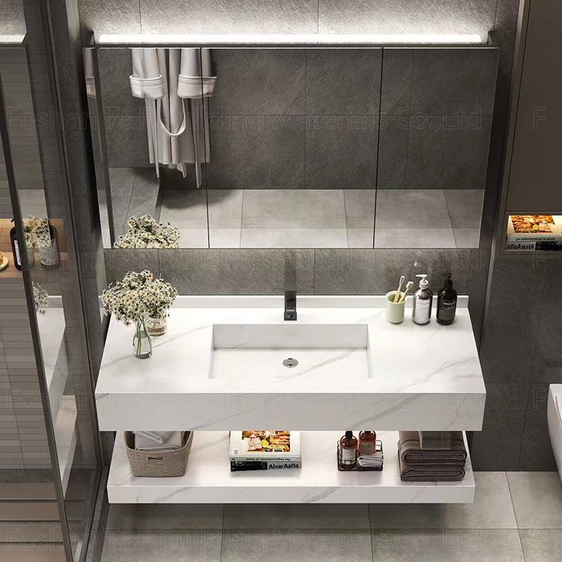 Блоки тщеты Bathroom OEM спекли каменный таз Countertop привели шкафы хранения зеркала