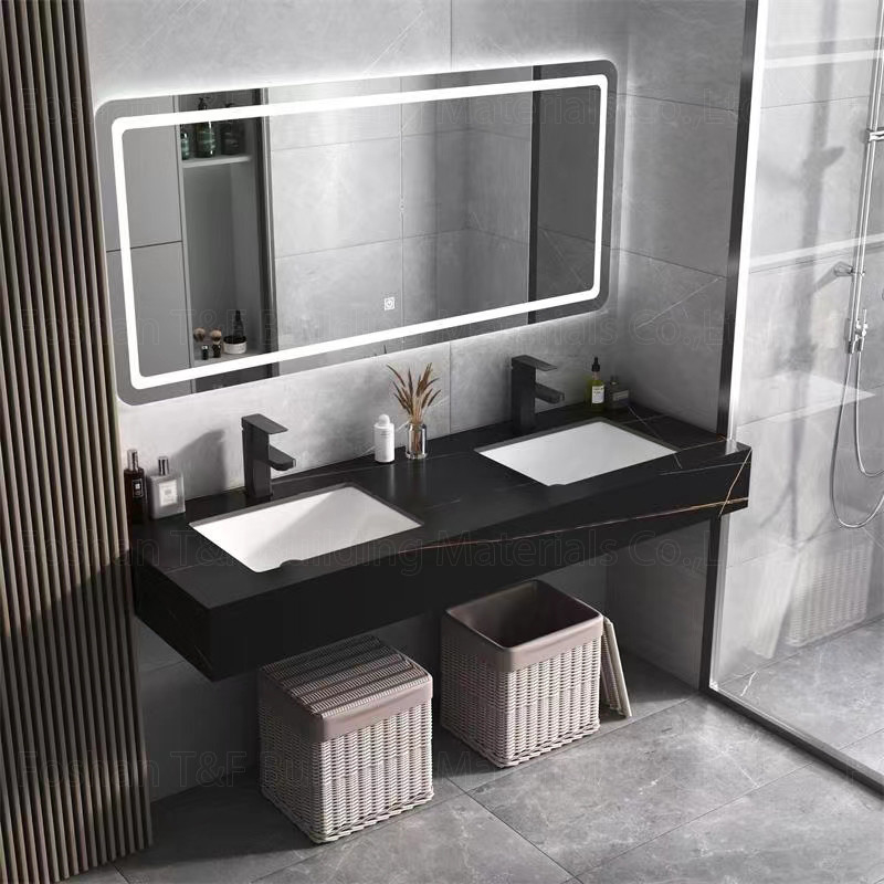 Современная мраморная тщета Bathroom гостиницы спекла каменный шкаф раковины таза умный привела зеркало