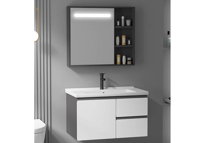 Роскошный плавая набор тщеты Bathroom шкафа зеркала поставщика тщеты Bathroom современной штейновой белой установленный стеной