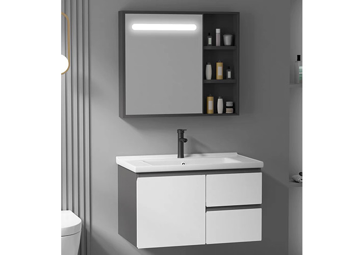 Роскошный плавая набор тщеты Bathroom шкафа зеркала поставщика тщеты Bathroom современной штейновой белой установленный стеной
