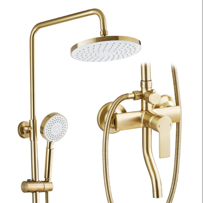 Nordic Light Luxury Shower Set Home Кран Бронзовый Щелкненный Золотой Горячий и Холодный Нагнетатель