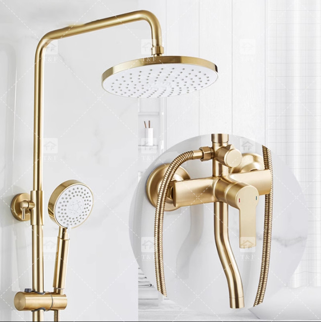 Nordic Light Luxury Shower Set Home Кран Бронзовый Щелкненный Золотой Горячий и Холодный Нагнетатель