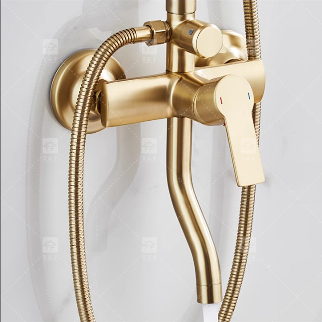 Nordic Light Luxury Shower Set Home Кран Бронзовый Щелкненный Золотой Горячий и Холодный Нагнетатель